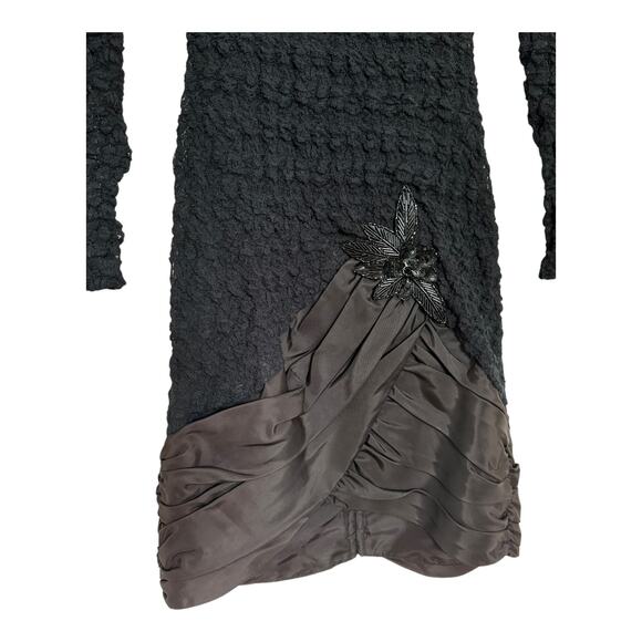 Vintage 80's Diamond's Run by Wayne Diamond sequin beaded black dress X-Small - Picture 9 of 16